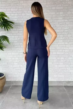 Düğme Detaylı Yelek Pantolon İkili Takım Lacivert