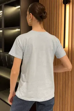 Kadın Aksesuarlı Bisiklet Yaka Tişört Bebemavisi