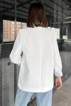 Kadın Astarlı Blazer Ceket Krem