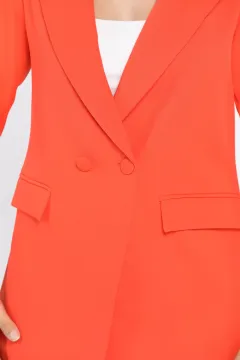 Kadın Astarlı Düğmeli Blazer Ceket Orange