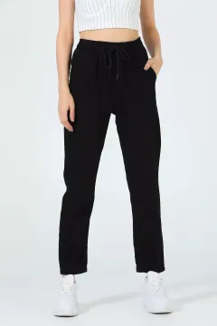 Kadın Bel Lastikli Mom Gabardin Pantolon Siyah