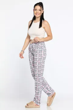 Kadın Beli Lastikli Desenli Pijama Altı Pembe