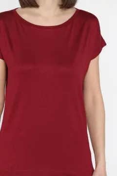 Kadın Bisiklet Yaka Tişört Bordo