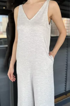 Kadın Cepli Bol Paça Tulum Grimelanj