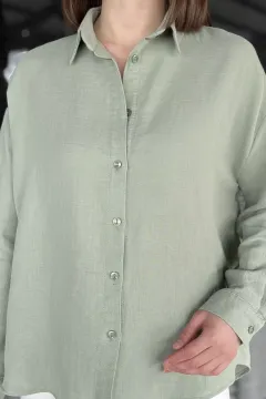 Kadın Uzun Kol Basic Salaş Gömlek Haki