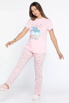 Baskılı Pijama Takımı Pembe