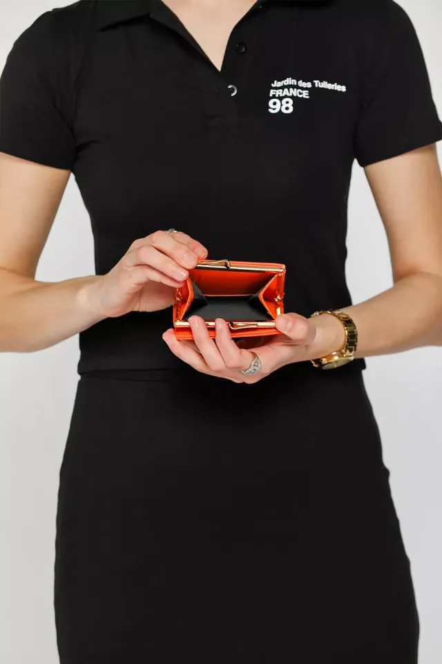 Bozuk Para Ve Kartlık Bölmeli Kadın Günlük Mini Cüzdan Orange
