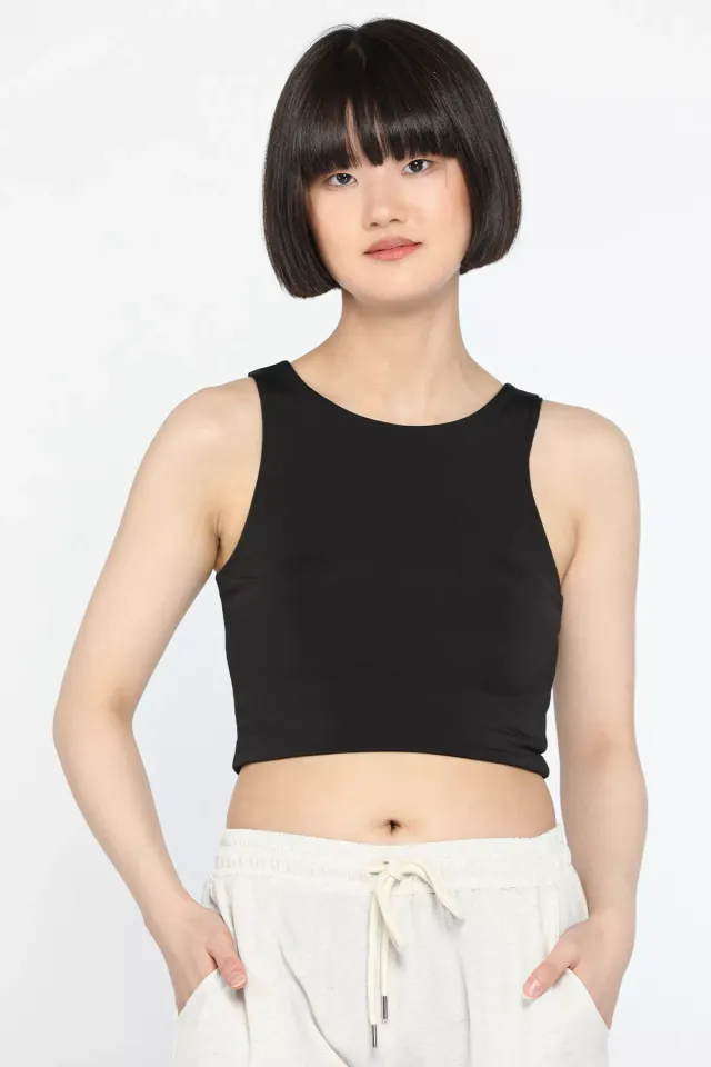 Crop Top Kadın Atlet Siyah