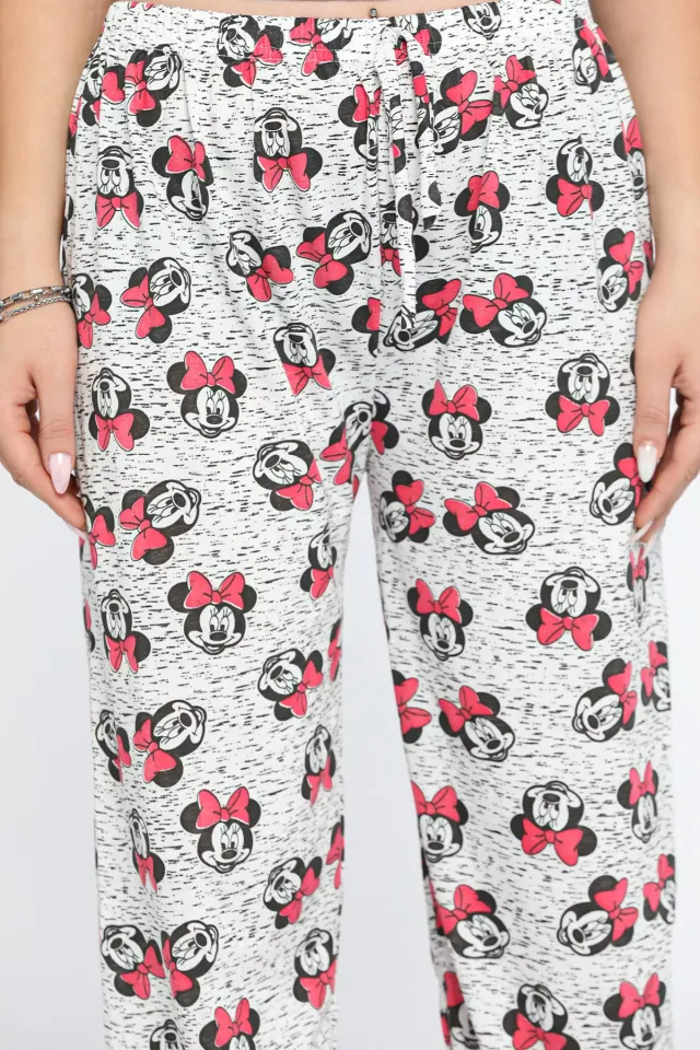 Kadın Beli Lastikli Desenli Pijama Altı Kırmızı