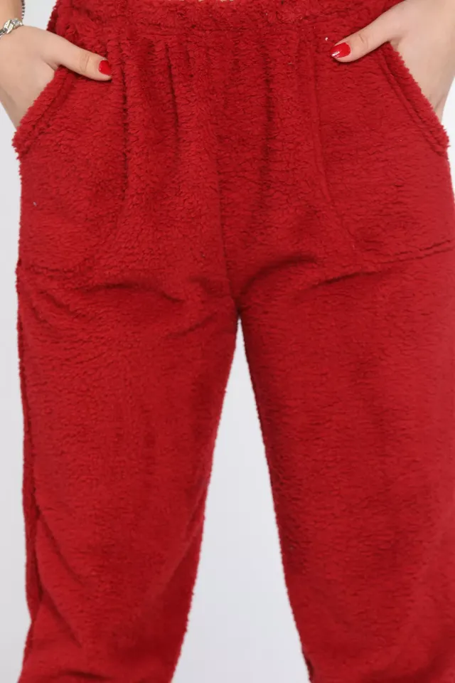 Kadın Polar Pijama Altı Bordo