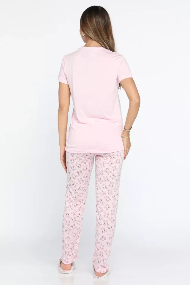 Baskılı Pijama Takımı Pembe